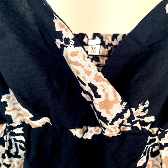 Maxi Dress, Dark Navy with Beige Floral Design, Size Medium, Like New Condition - Picture 3 of 5